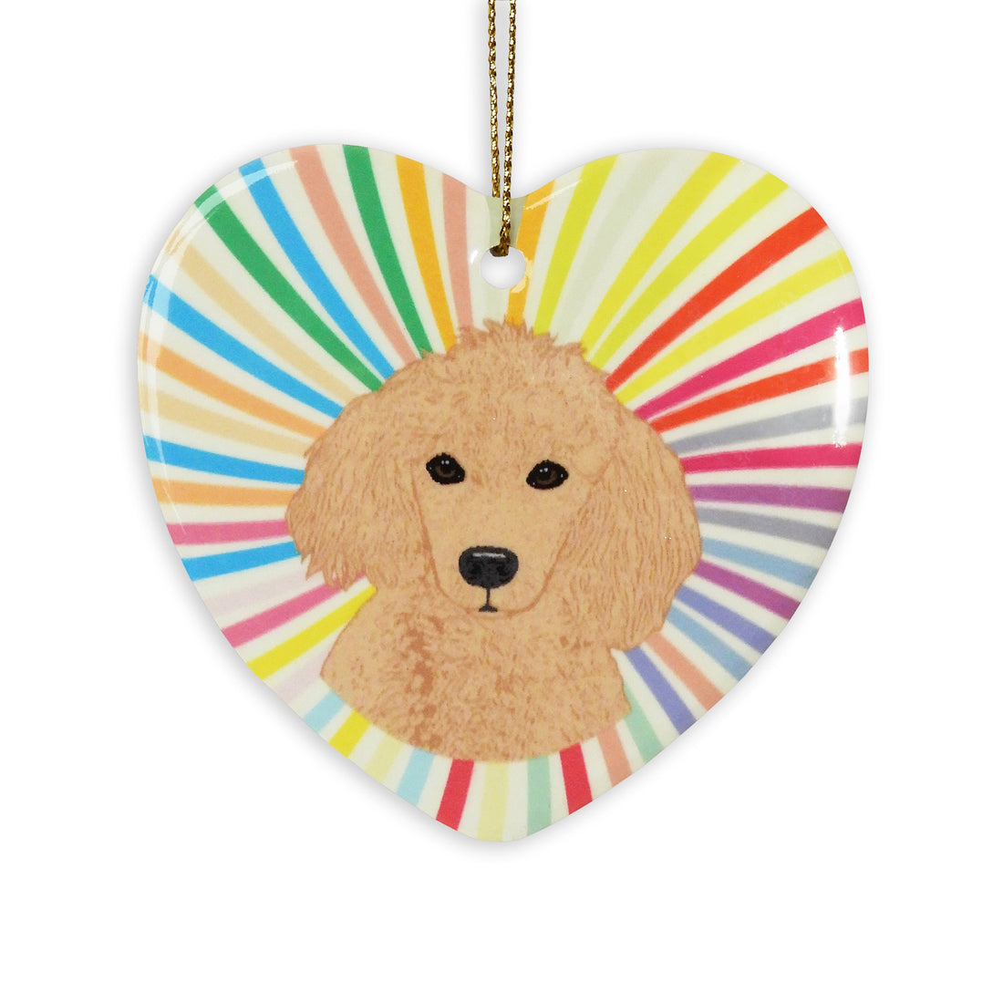 Poodle Apricot Ceramic Heart Ornament