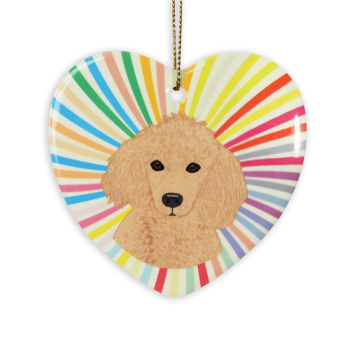 Poodle Apricot Ceramic Heart Ornament