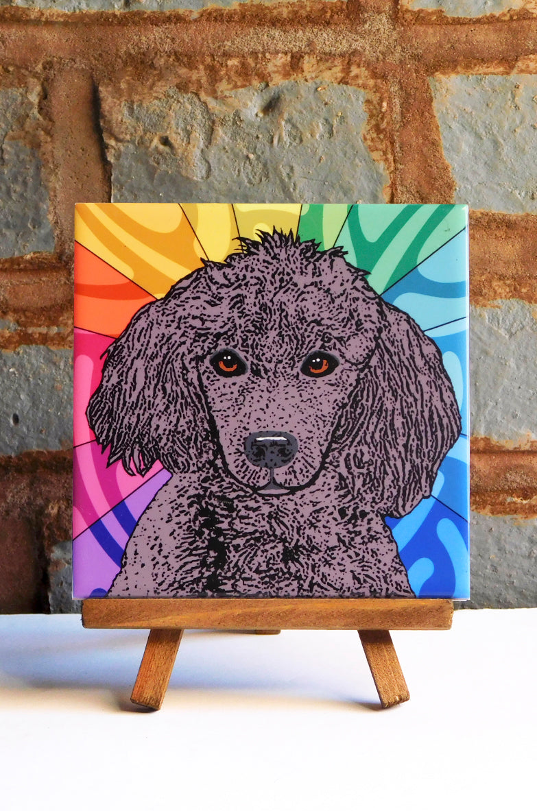 Poodle Black Ceramic Art Tile