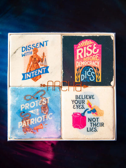 Protest Art Series Marble Coaster Set