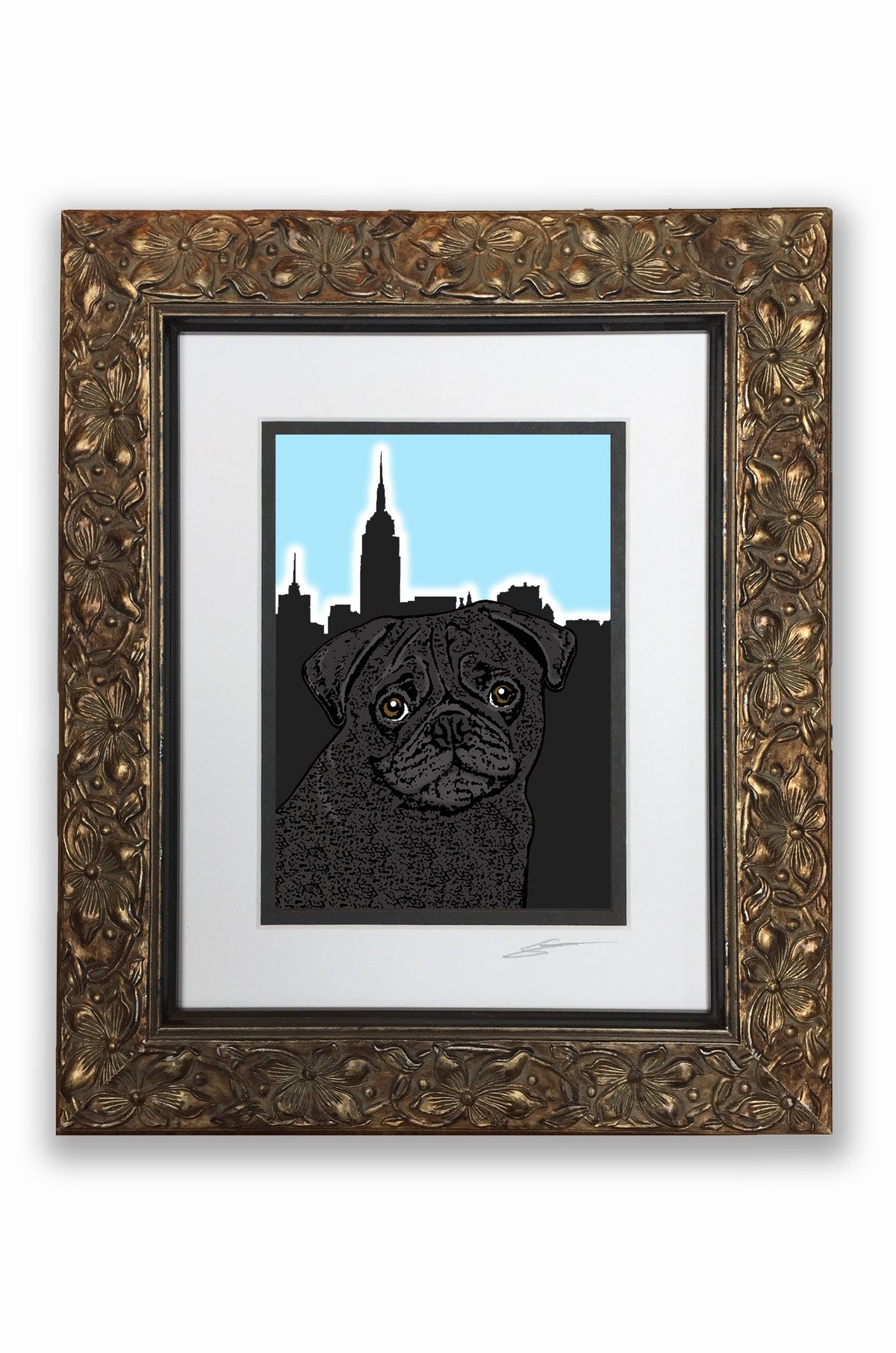 Pug Black Pupart Portrait
