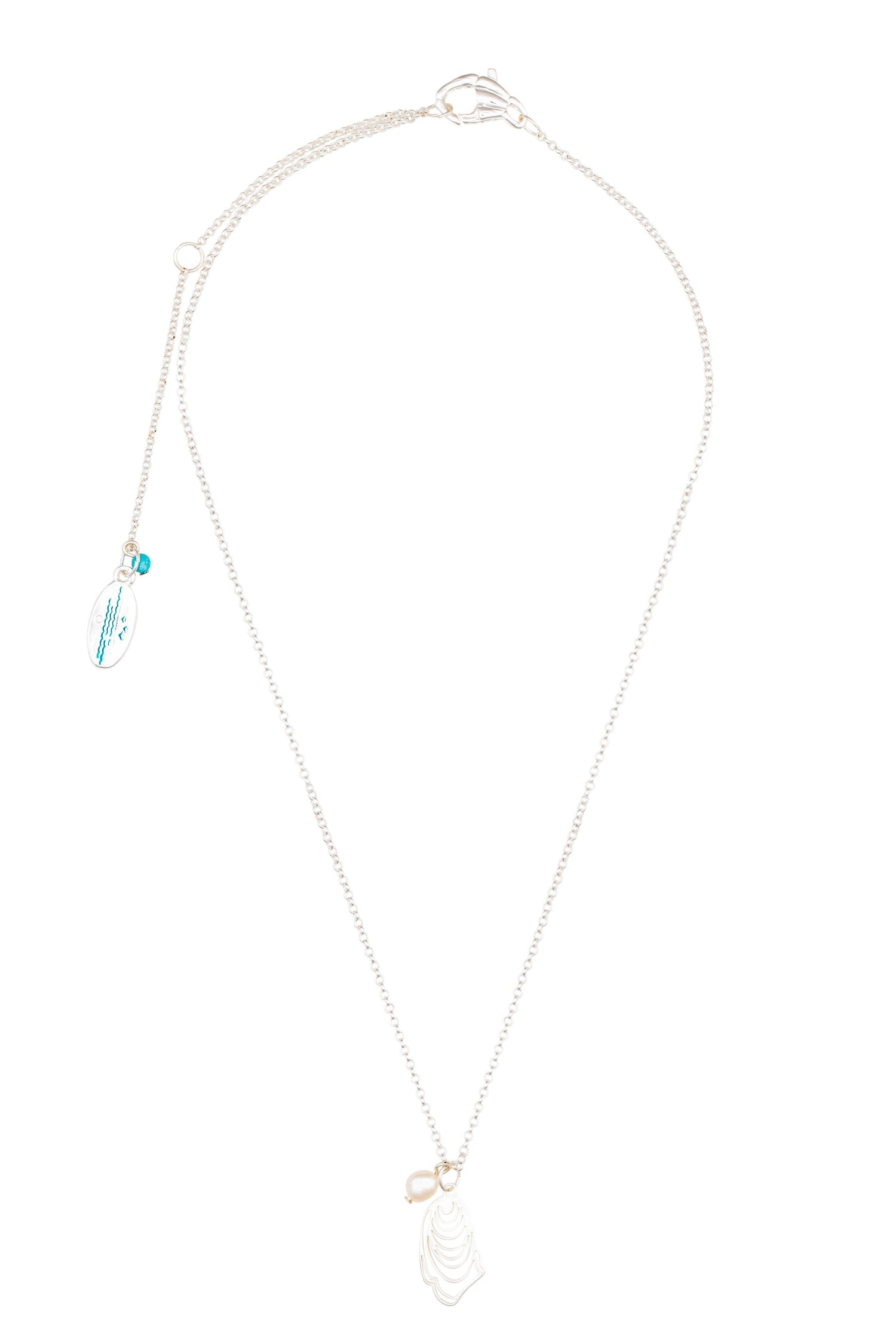 narragansett pearl and oyster necklace - silver