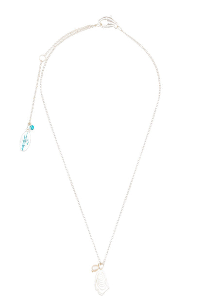 narragansett pearl and oyster necklace - silver