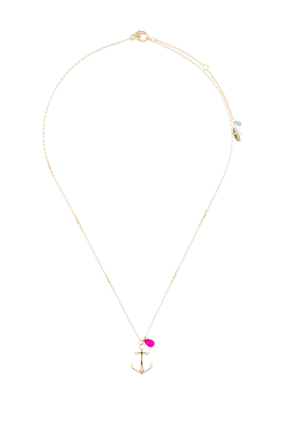 plymouth anchor long pendant necklace - gold