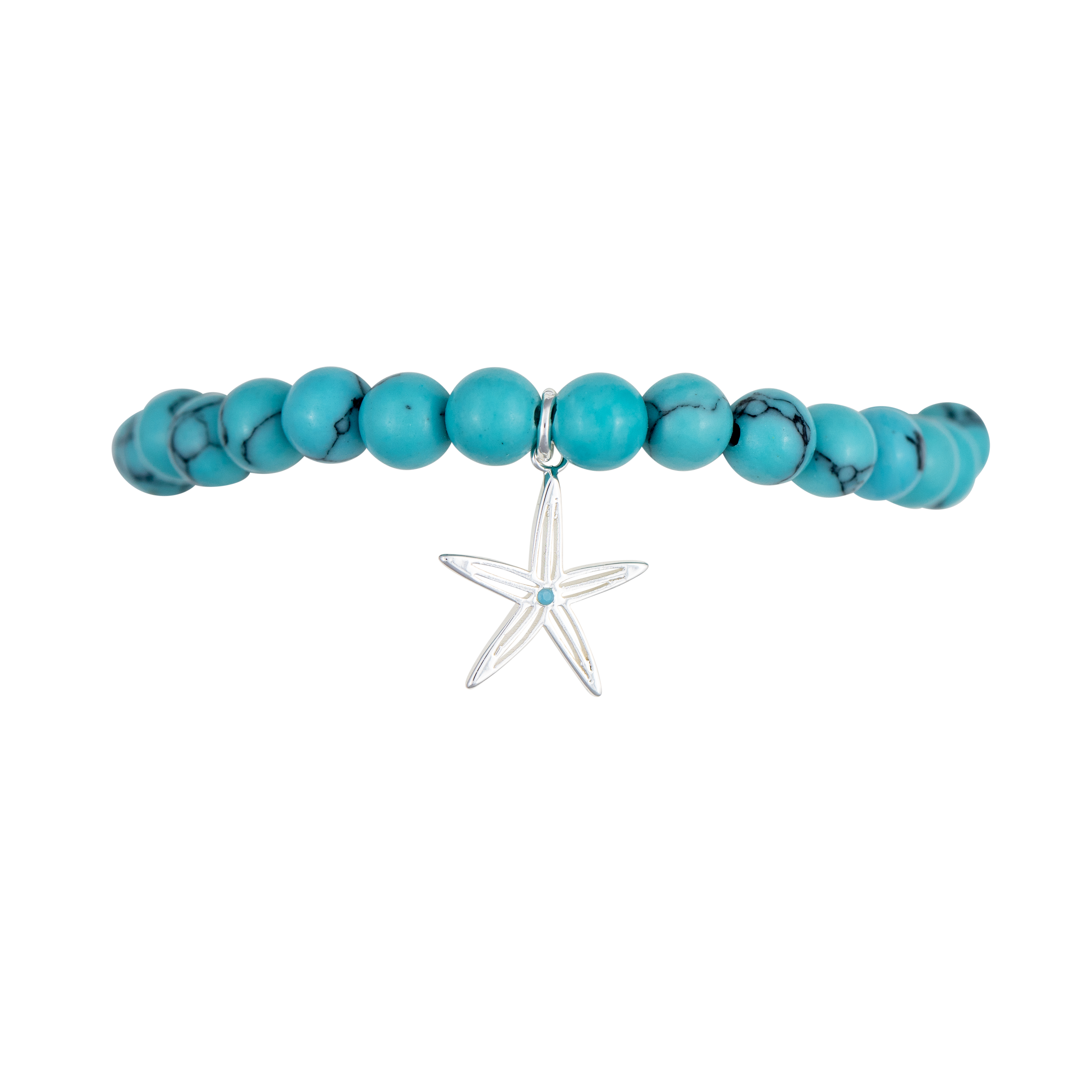 sea bright sea star turquoise stretch bracelet silver
