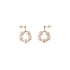 Handmade Maasai beadwork gold and Swarovski pearl circle earrings by Sidai Designs, ethical artisan jewelry brand, Tanzania
