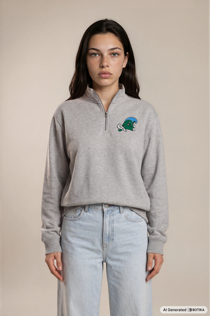 Tulane Green Wave Q‑Zip Pullover - Sport Grey / S - Skull &amp; Bogeys Golf Co.