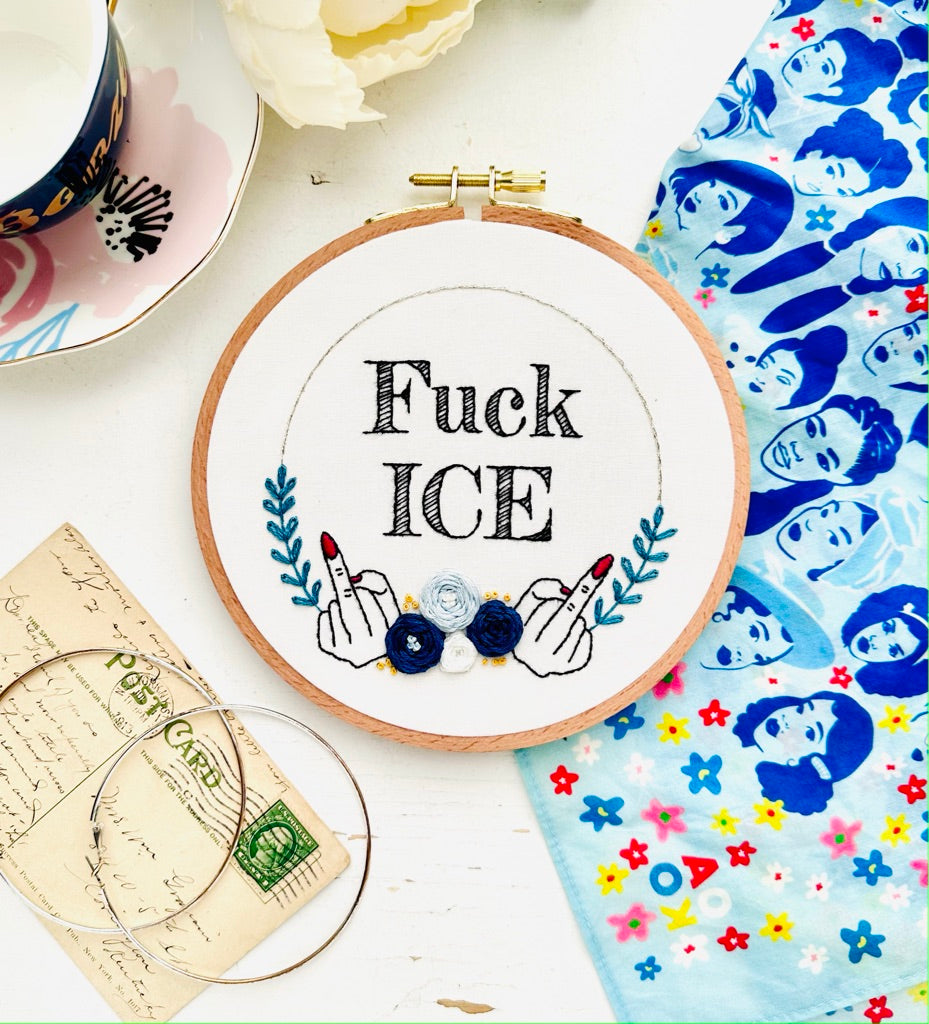 Fuck ICE &amp;amp; Chinga la migra // Embroidery PDF Pattern Download 6 inch