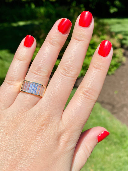 Large Baguette Stacker Band with White Topaz