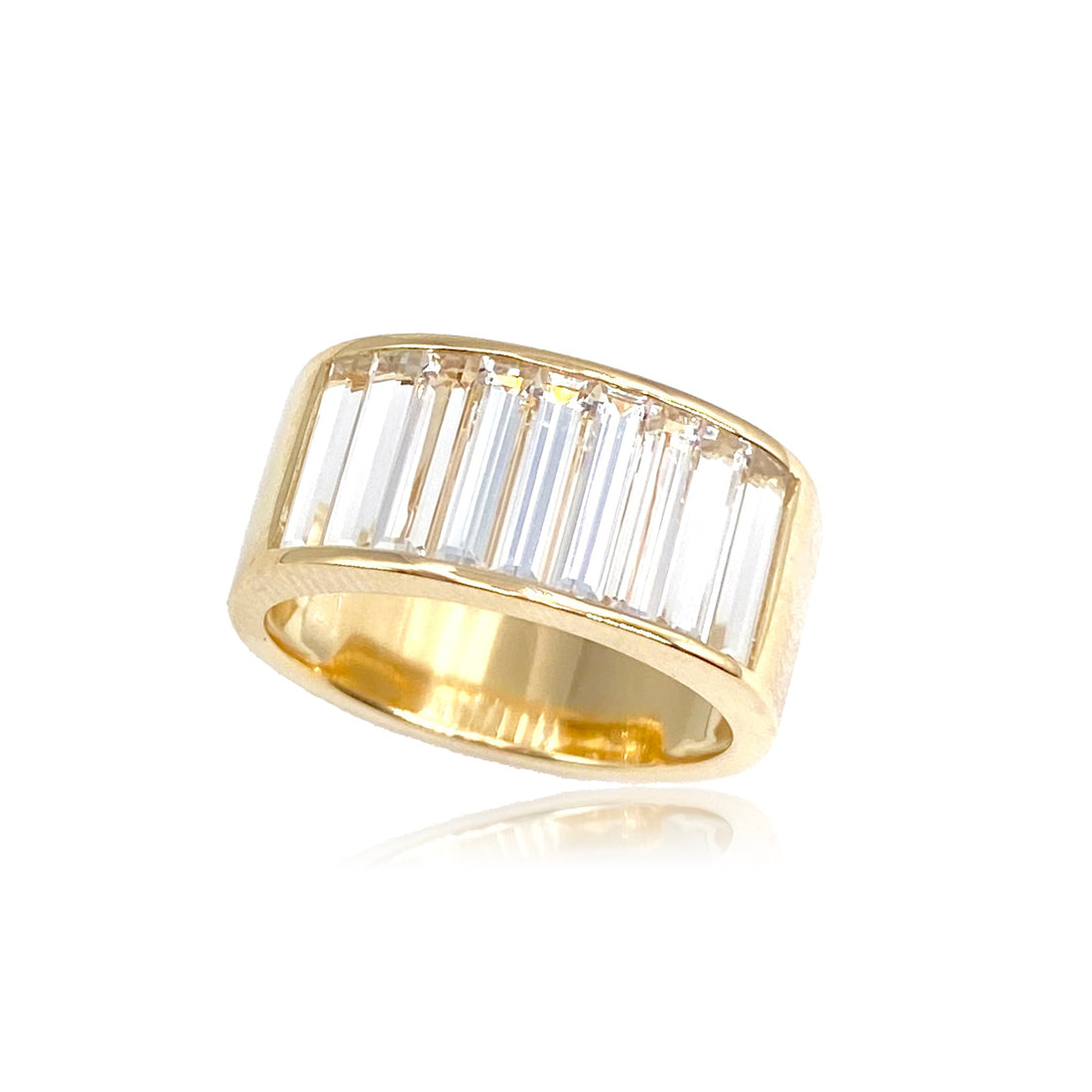 Large Baguette Stacker Band with White Topaz