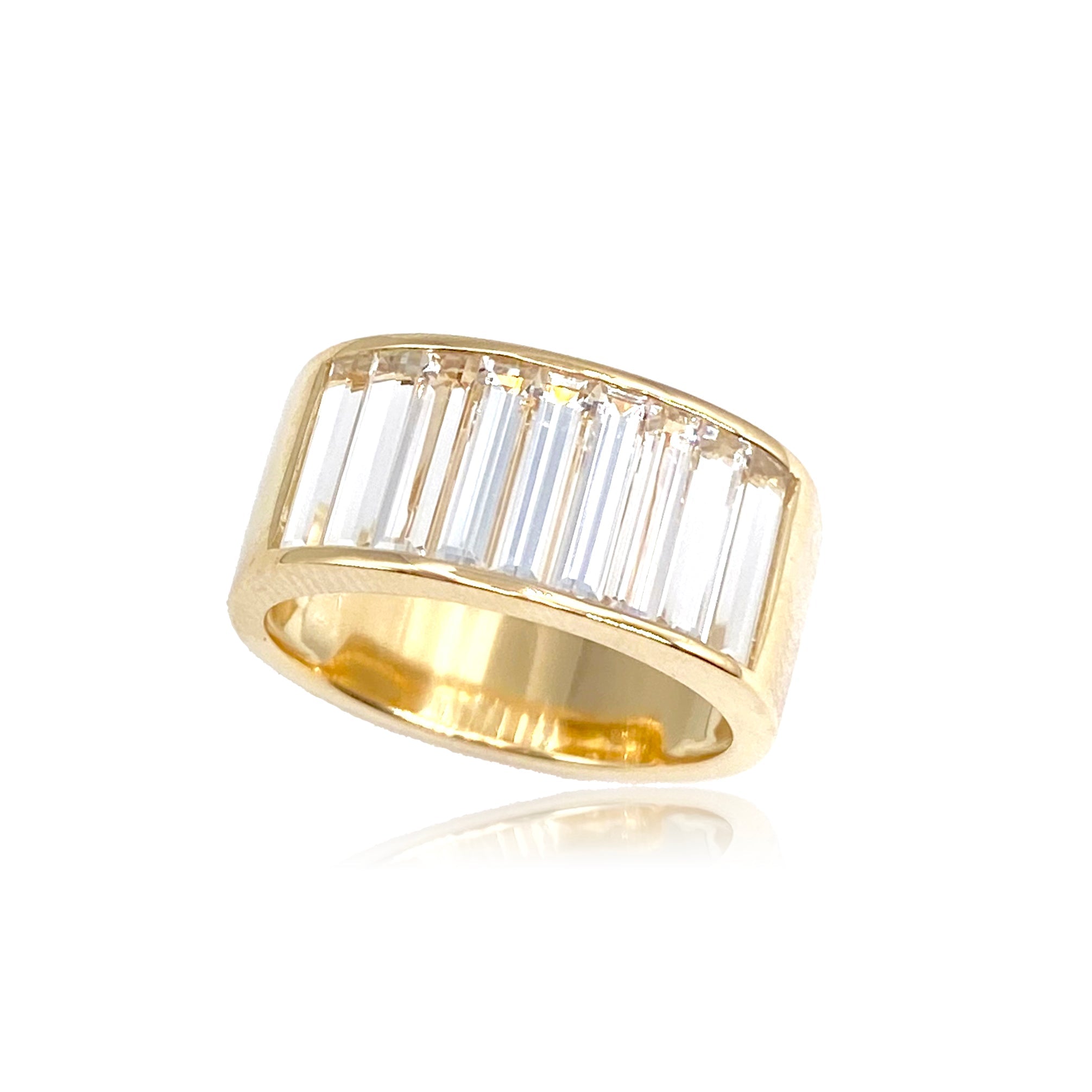 Large Baguette Stacker Band with White Topaz