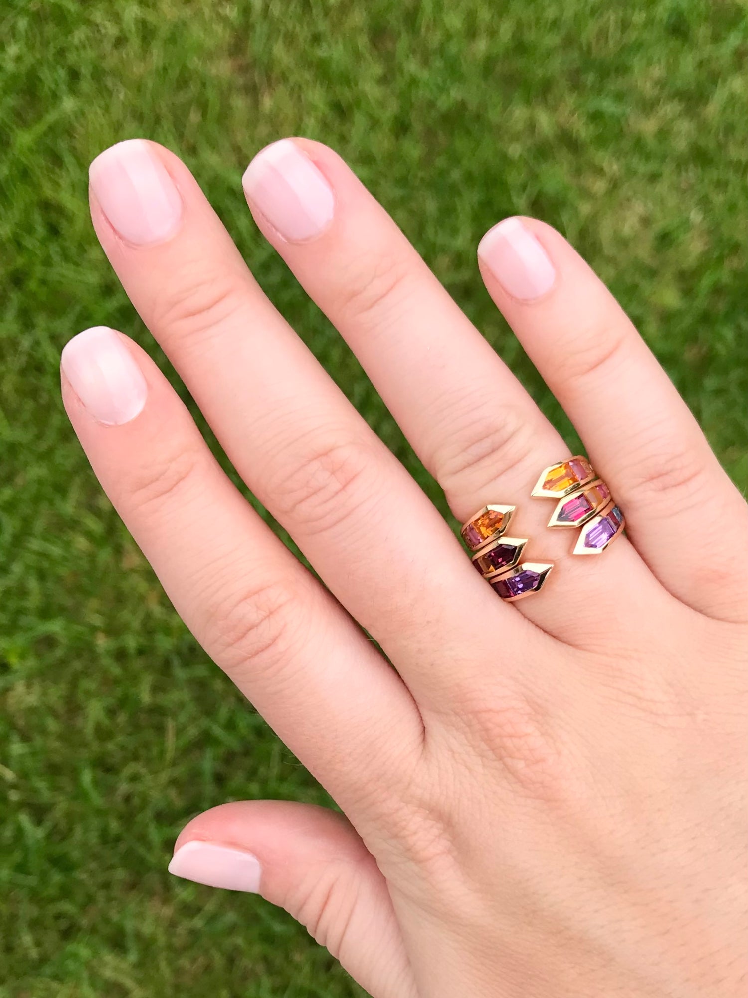 Cirque Meeting Arrows Ring with Rhodolite Garnet