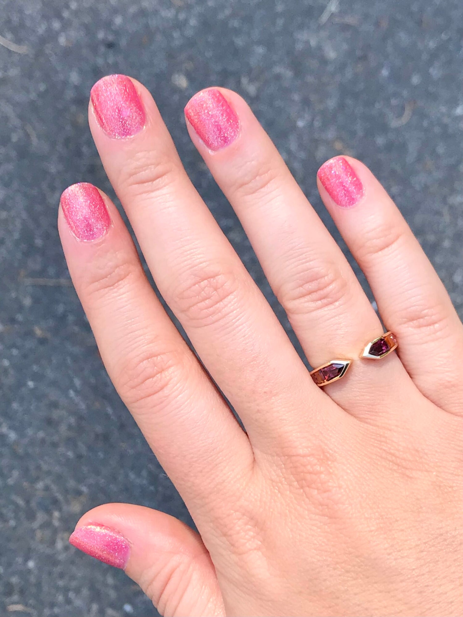 Cirque Meeting Arrows Ring with Rhodolite Garnet