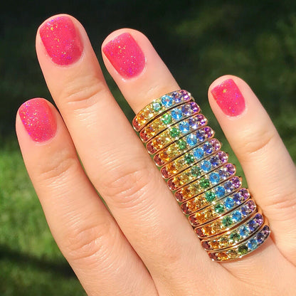 Cirque Large Half Eternity Band with Rainbow Gemstones