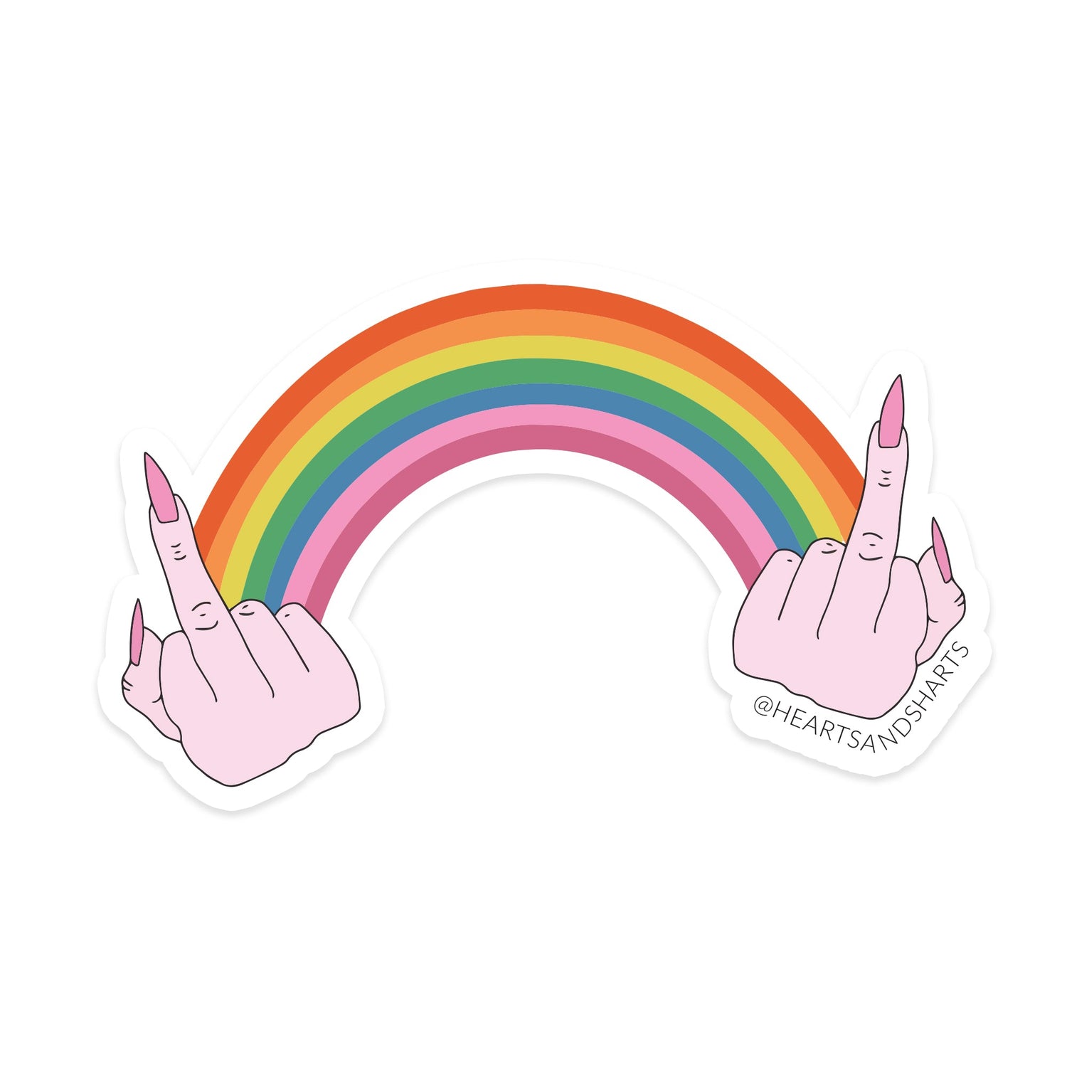 RAINBOW FLIP OFF ILLUSTRATED 3X3 VINYL STICKER