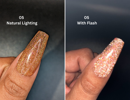 Reflective Glitter Solid Color *Choose Your Color* - Hand-painted Reusable Press-On Nail Extensions 10 or 23 nails