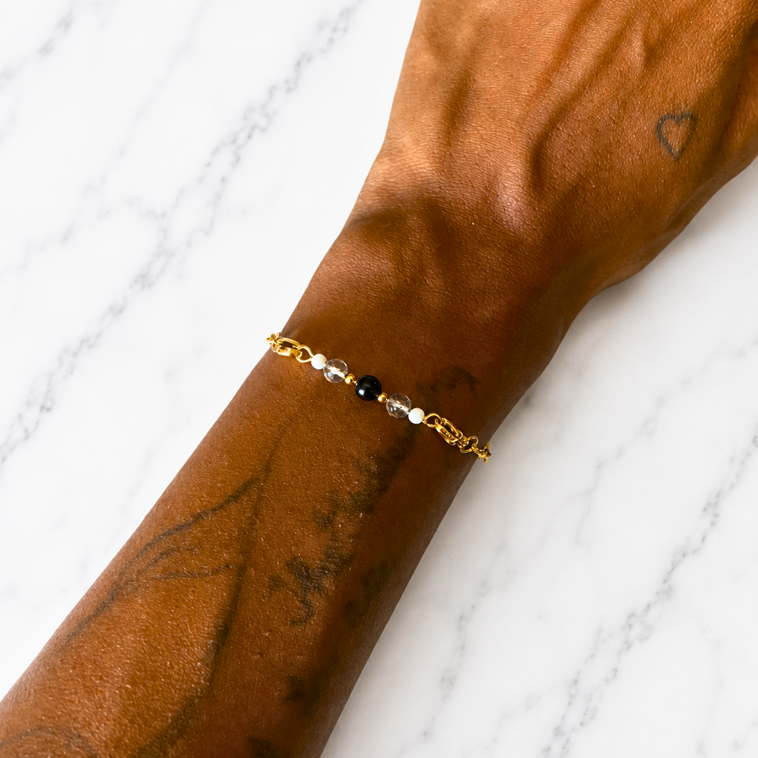 Remove Negative Energy Interchangeable Ritual Bracelet | Handmade Black Obsidian &amp; Smoky Quartz Crystal Bracelet