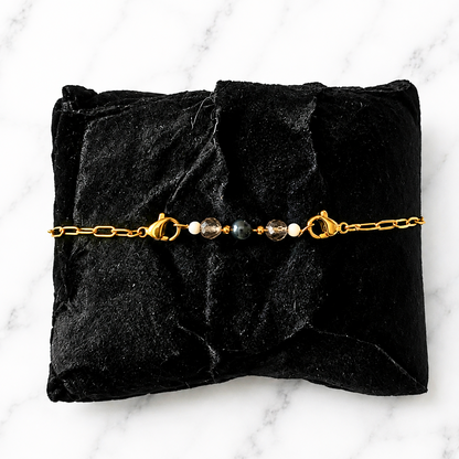Remove Negative Energy Interchangeable Ritual Bracelet | Handmade Black Obsidian &amp; Smoky Quartz Crystal Bracelet