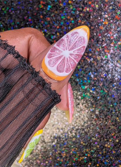 Juicy Fruit - 3D Citrus Lemon Lime and Grapefruit False Press-On Nail Extensions 10pcs