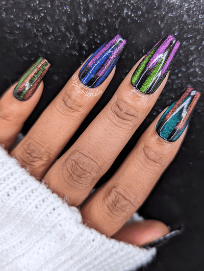 Fruit Stripe - Cat-Eye Rainbow Stripe False Press-On Nail Extensions 10pcs
