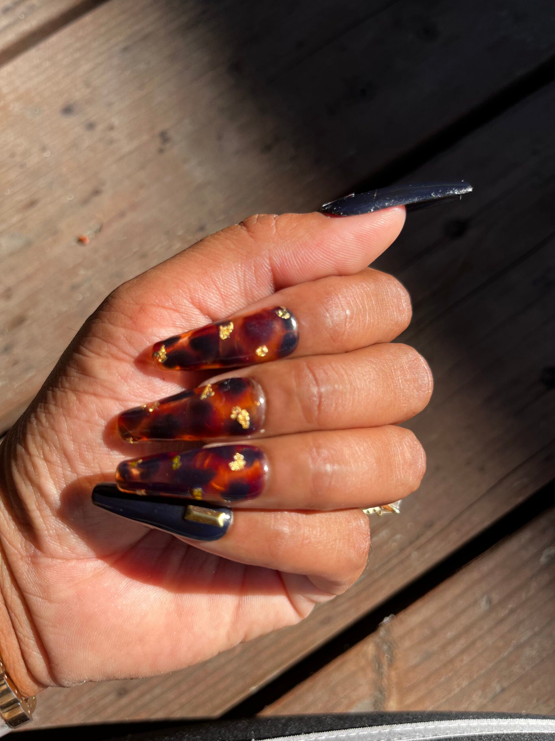 Hot Tortie - Tortoiseshell and Black False Press-On Nail Extensions 10pcs