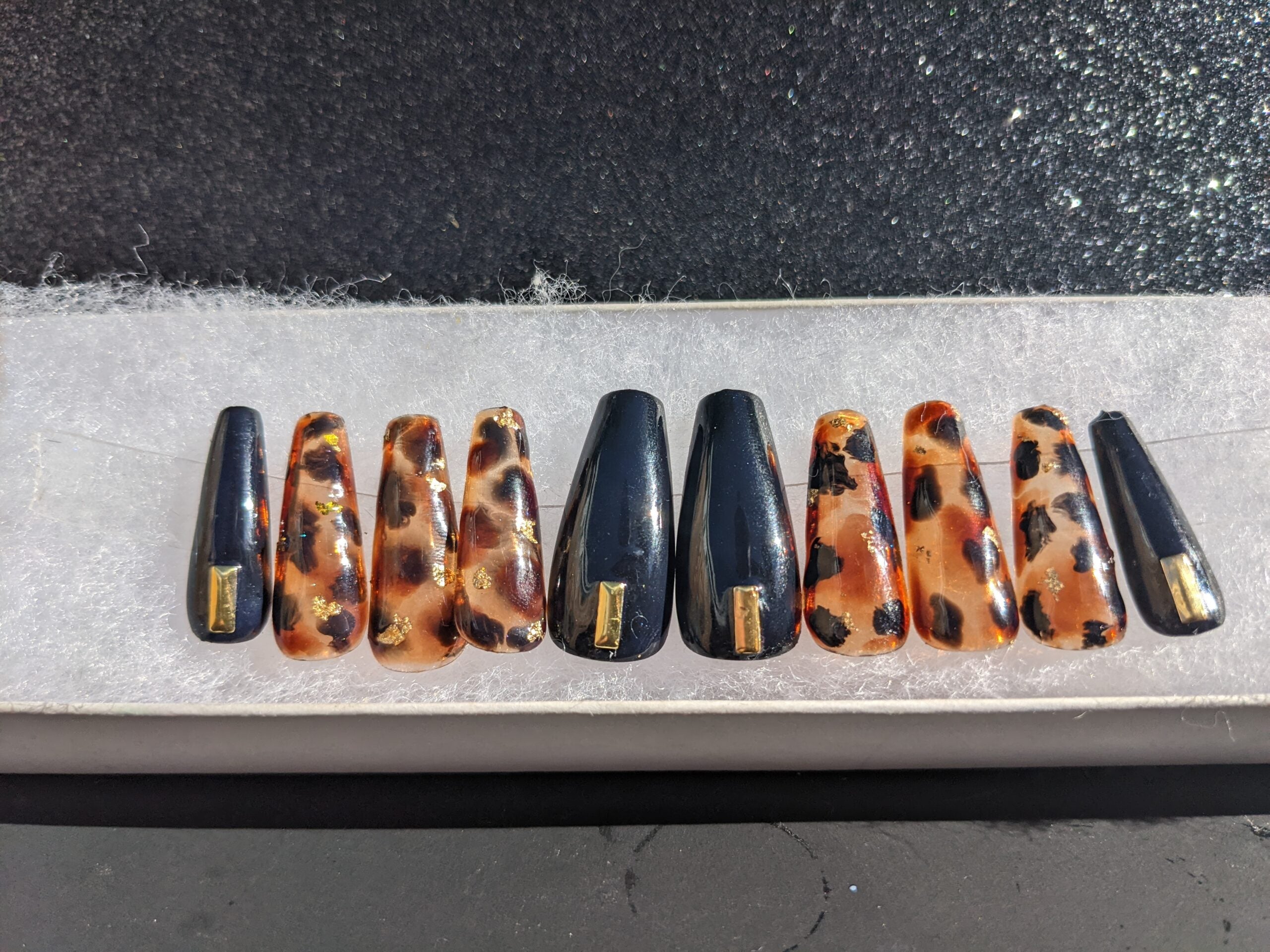 Hot Tortie - Tortoiseshell and Black False Press-On Nail Extensions 10pcs