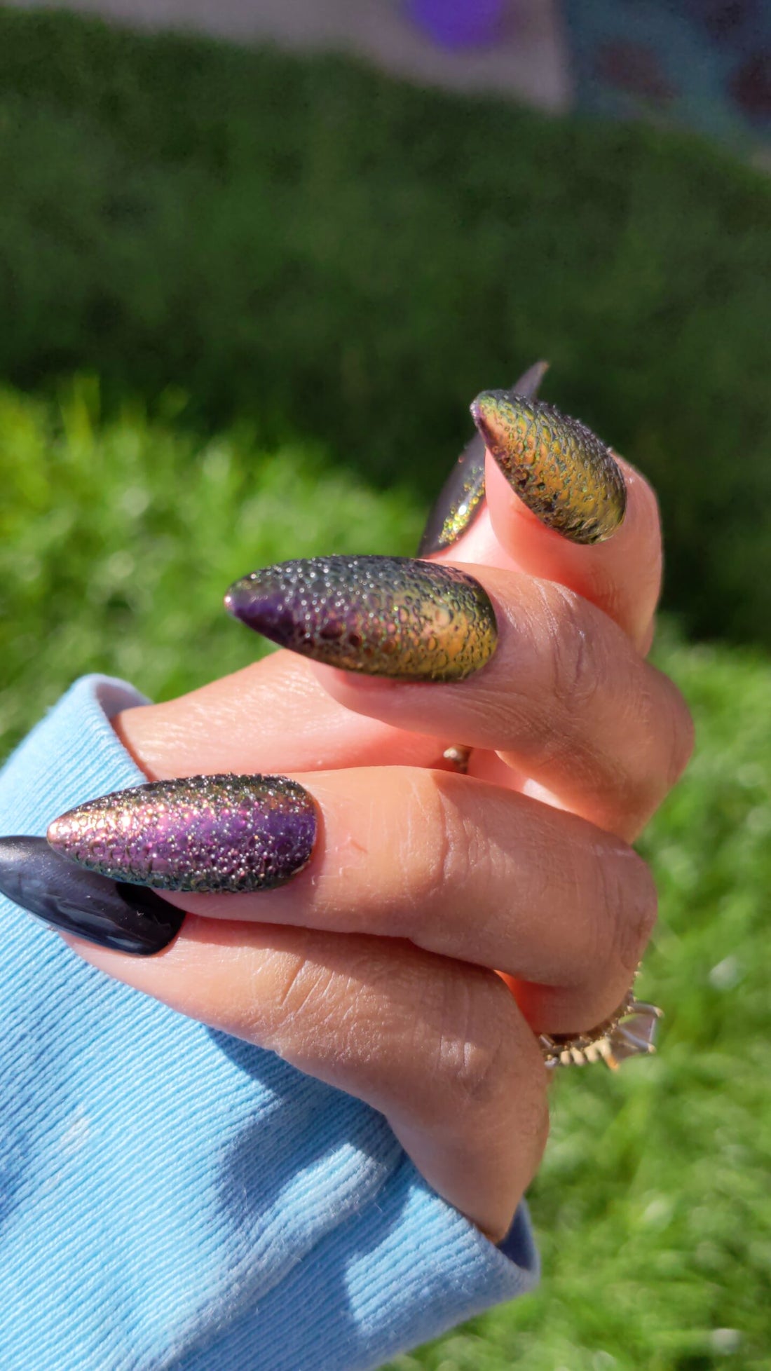 Khaleesi - Dragon scale chrome bubble False Press-On Nail Extensions 10pcs
