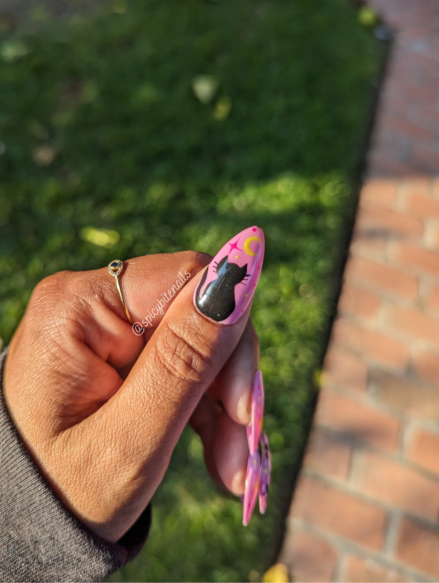 Kitty and the Moonlight - Glow in the Dark Color Changing Pink Cat False Press-On Nail Extensions 10pcs