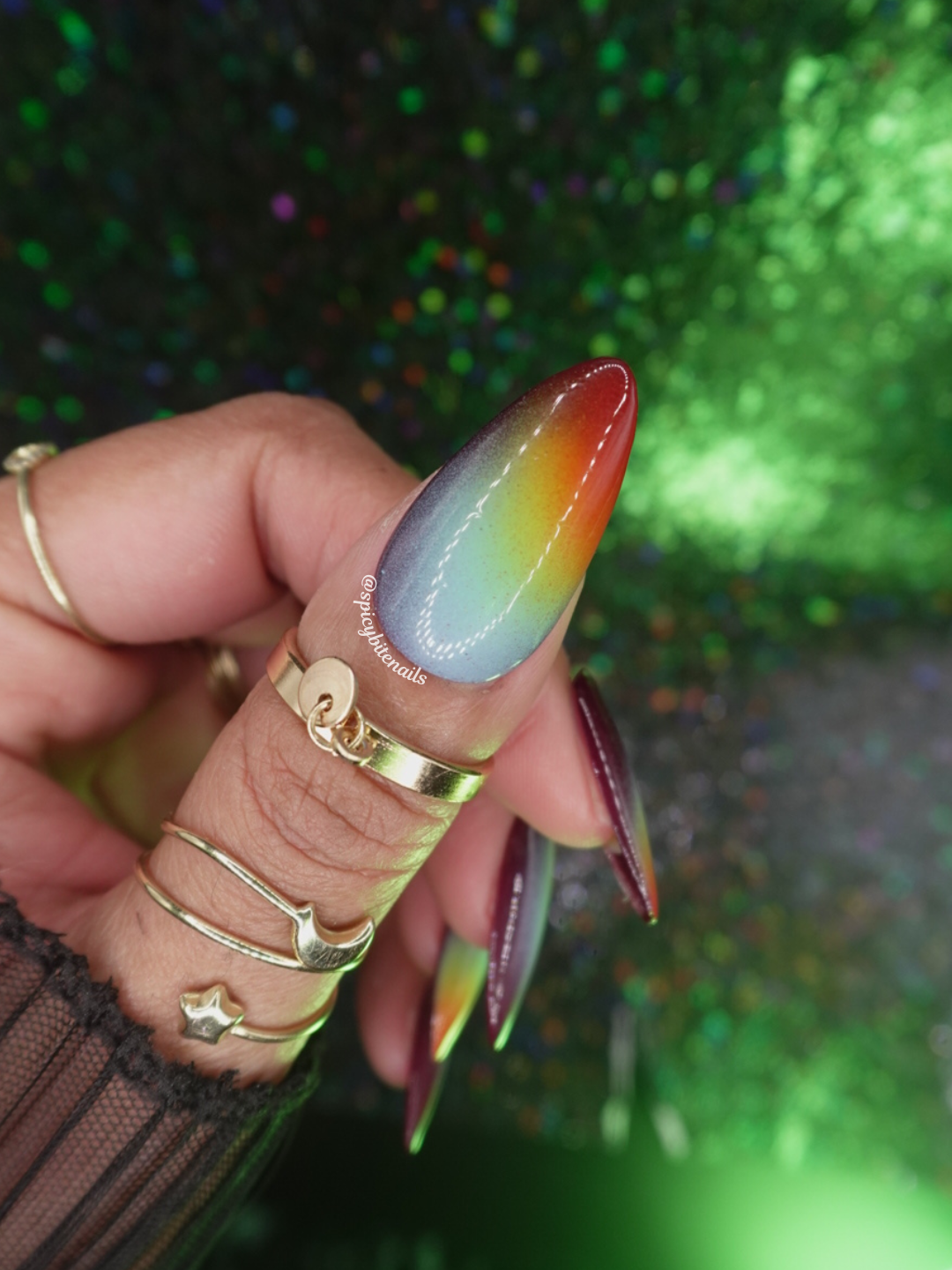 Prism - Dark Rainbow Aura Press-On Nail Extensions 10pcs