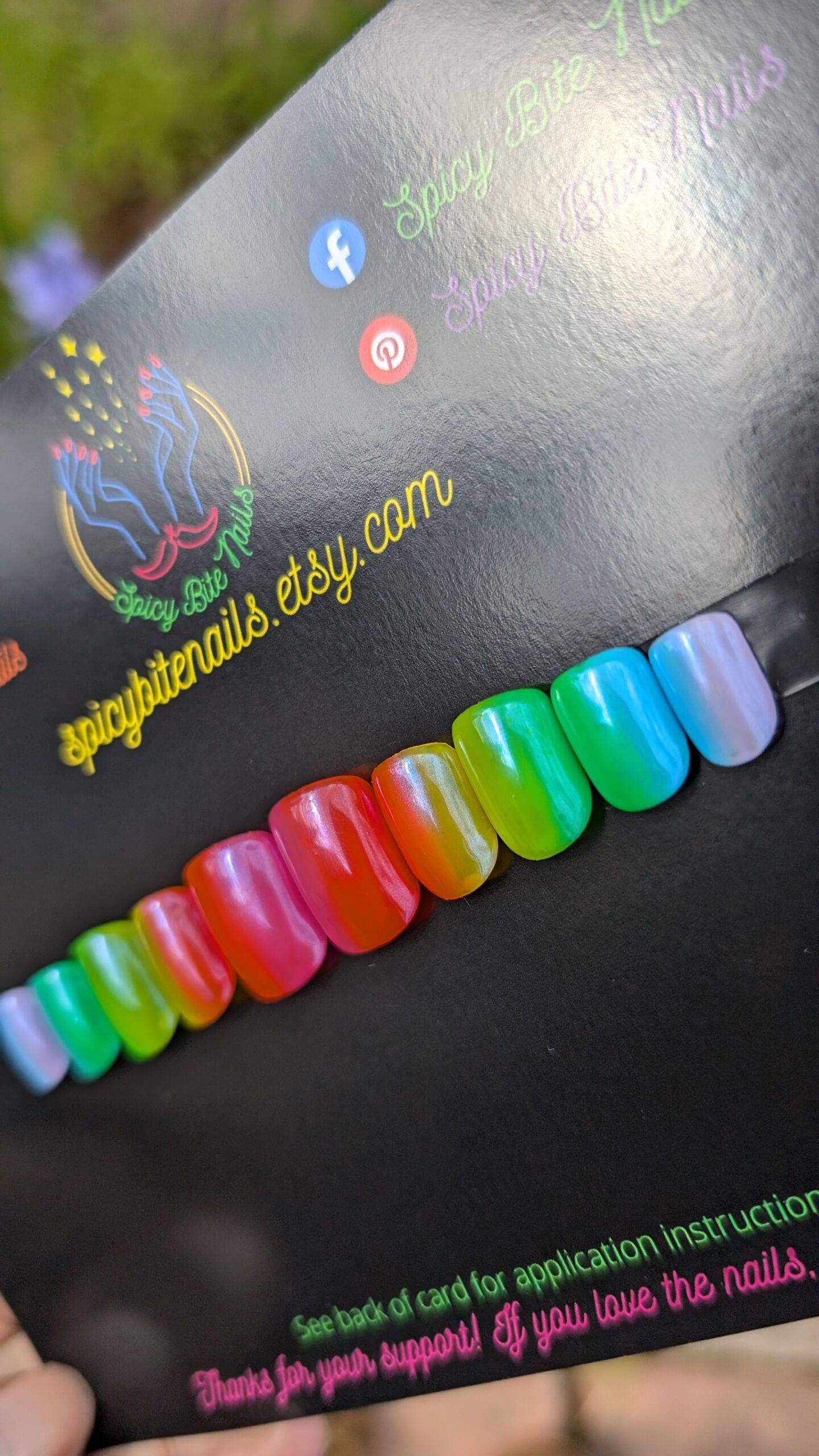 Rainbow Brite - Rainbow Ombre Chrome Glazed False Press-On Nail Extensions 10pcs