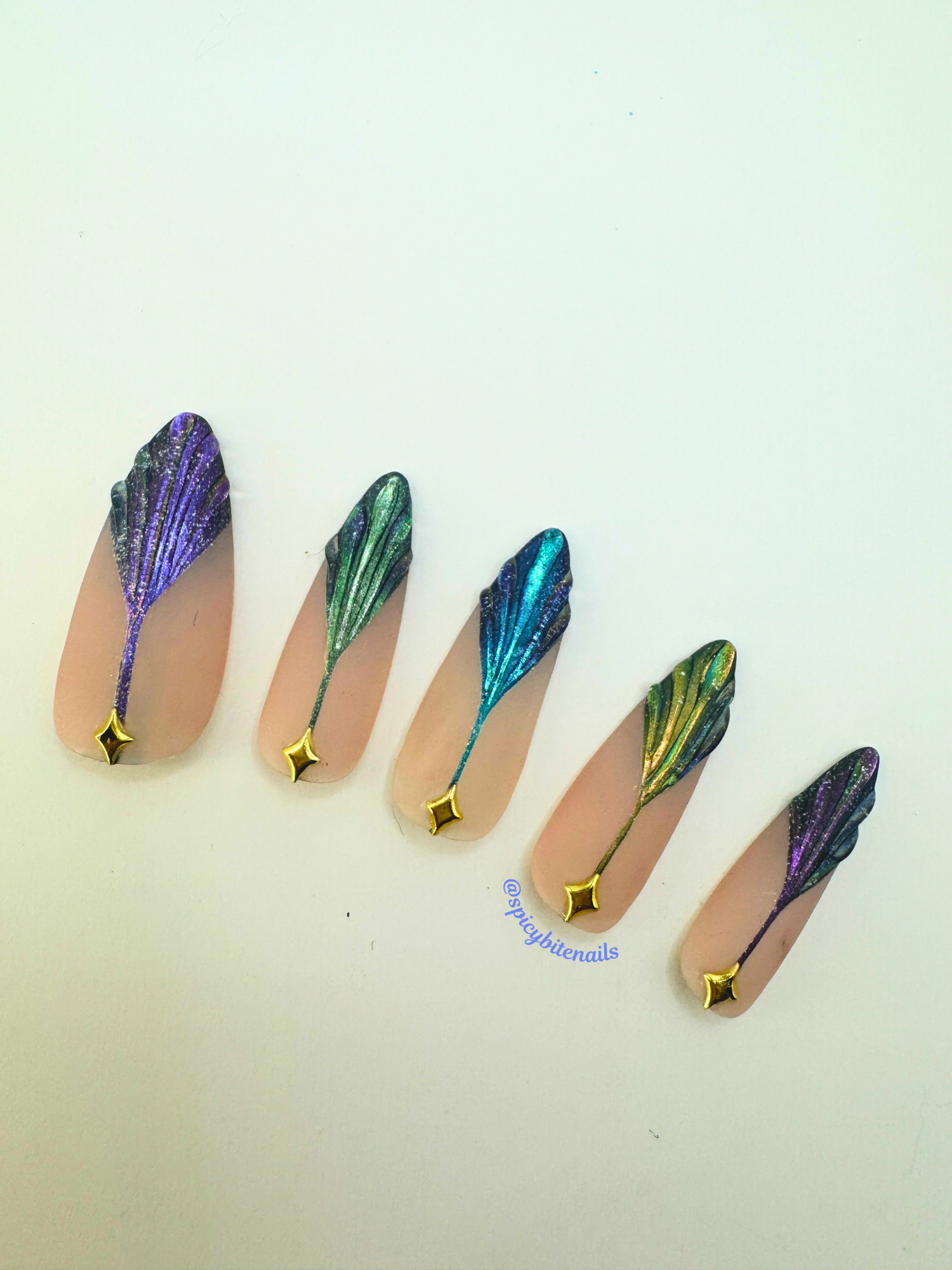 Starlight Soirée – 3D Multi-chrome Art Deco Style Press-On Nail Extensions 10pcs