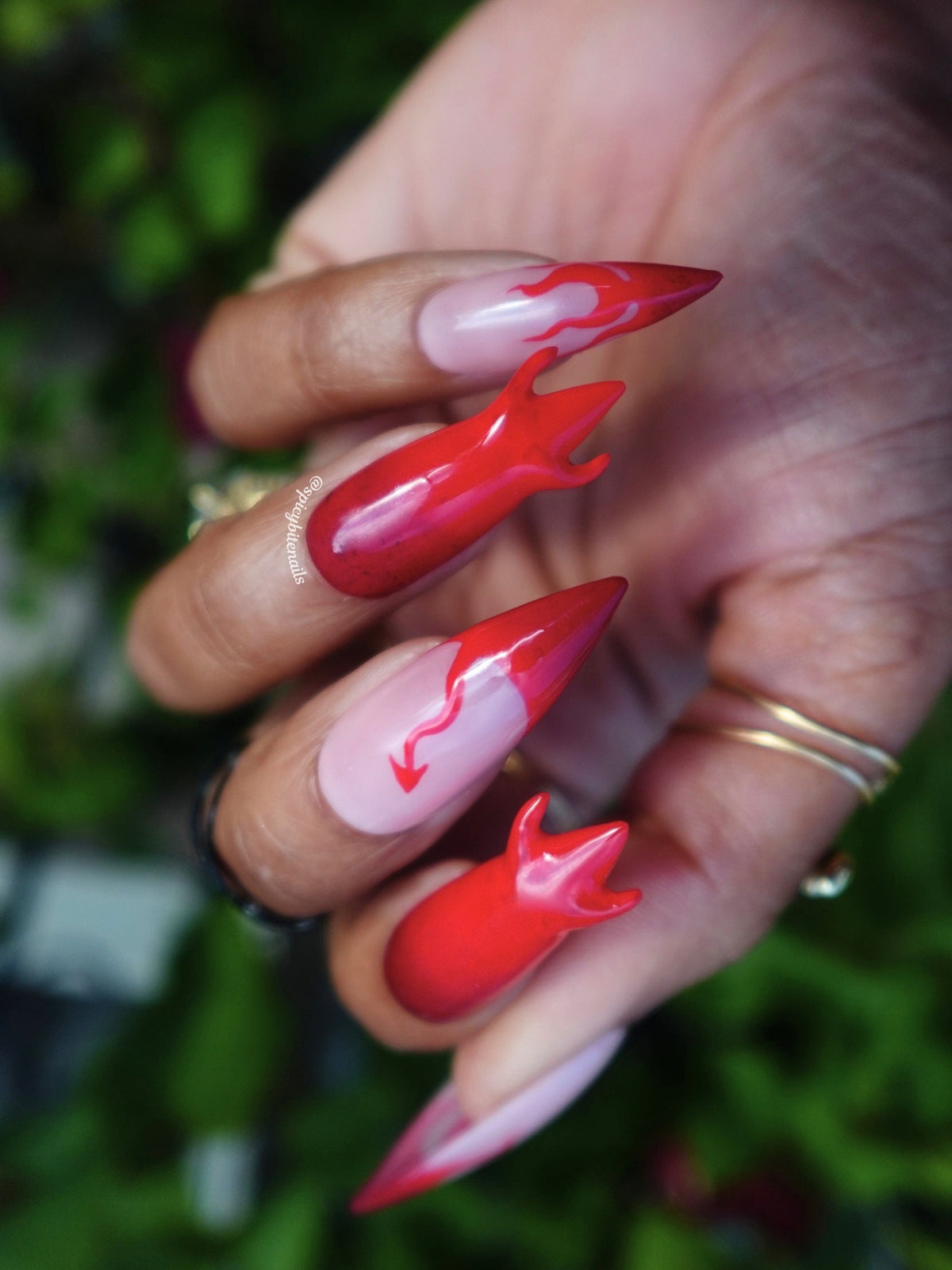 Devil in the Details – Red 3D Devil Horn Halloween Press-on Nails