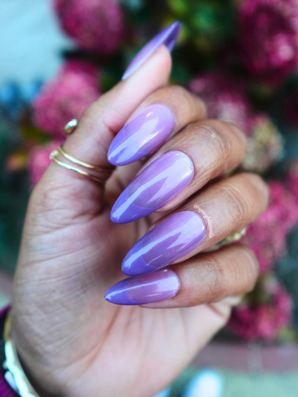 Fig Frosting - Purple Mauve Monochromatic French Tip Press-On Nail Extensions