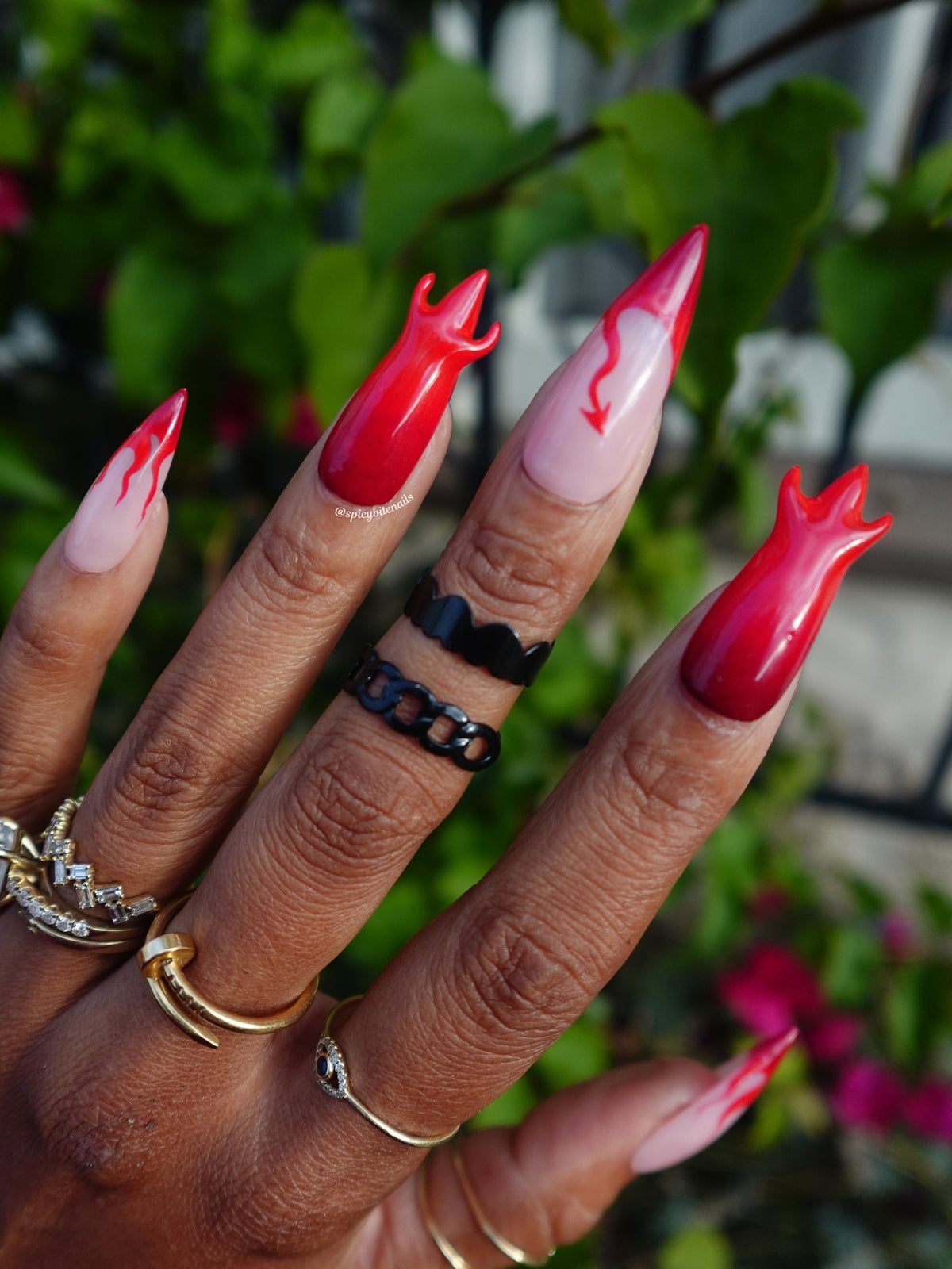 Devil in the Details – Red 3D Devil Horn Halloween Press-on Nails