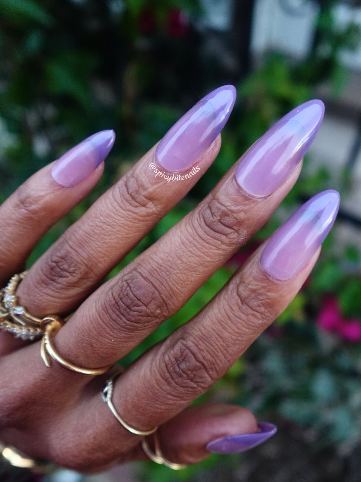 Fig Frosting - Purple Mauve Monochromatic French Tip Press-On Nail Extensions