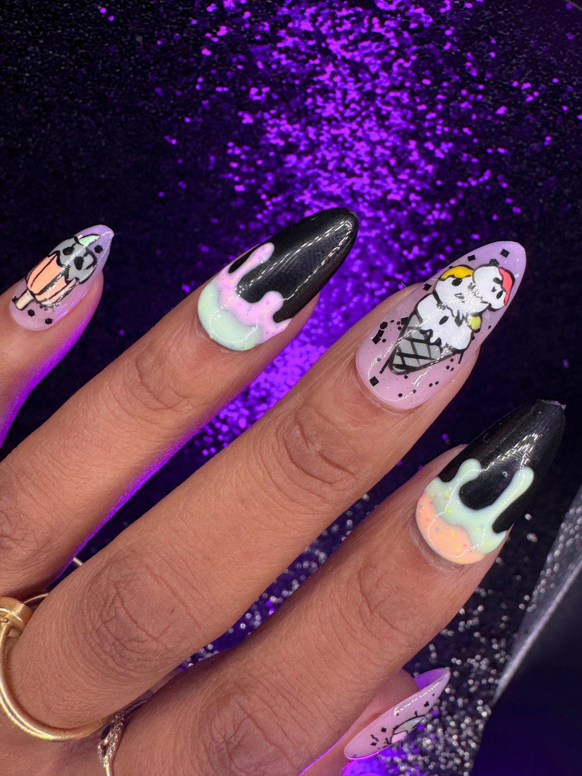 Sundae Scaries – Pastel Halloween Ice Cream Press-on Nails