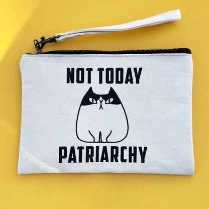 Cotton Canvas Wristlet Pouch - Patriarchy Cat