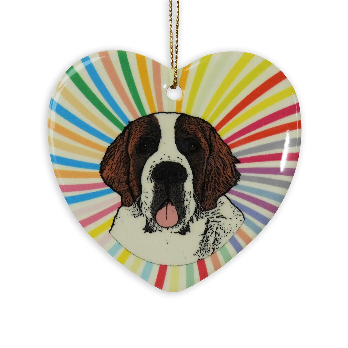 Saint Bernard Ceramic Heart Ornament