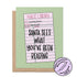 Santa Sees What Youve Been Reading bookish holiday card badge — hand drawn library due date card by MangoIllustrated