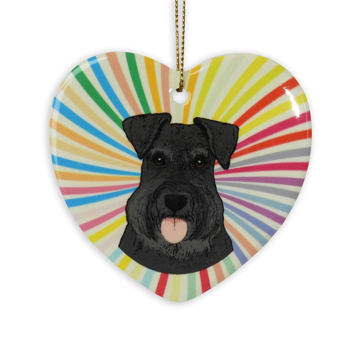 Schnauzer Black Ceramic Heart Ornament