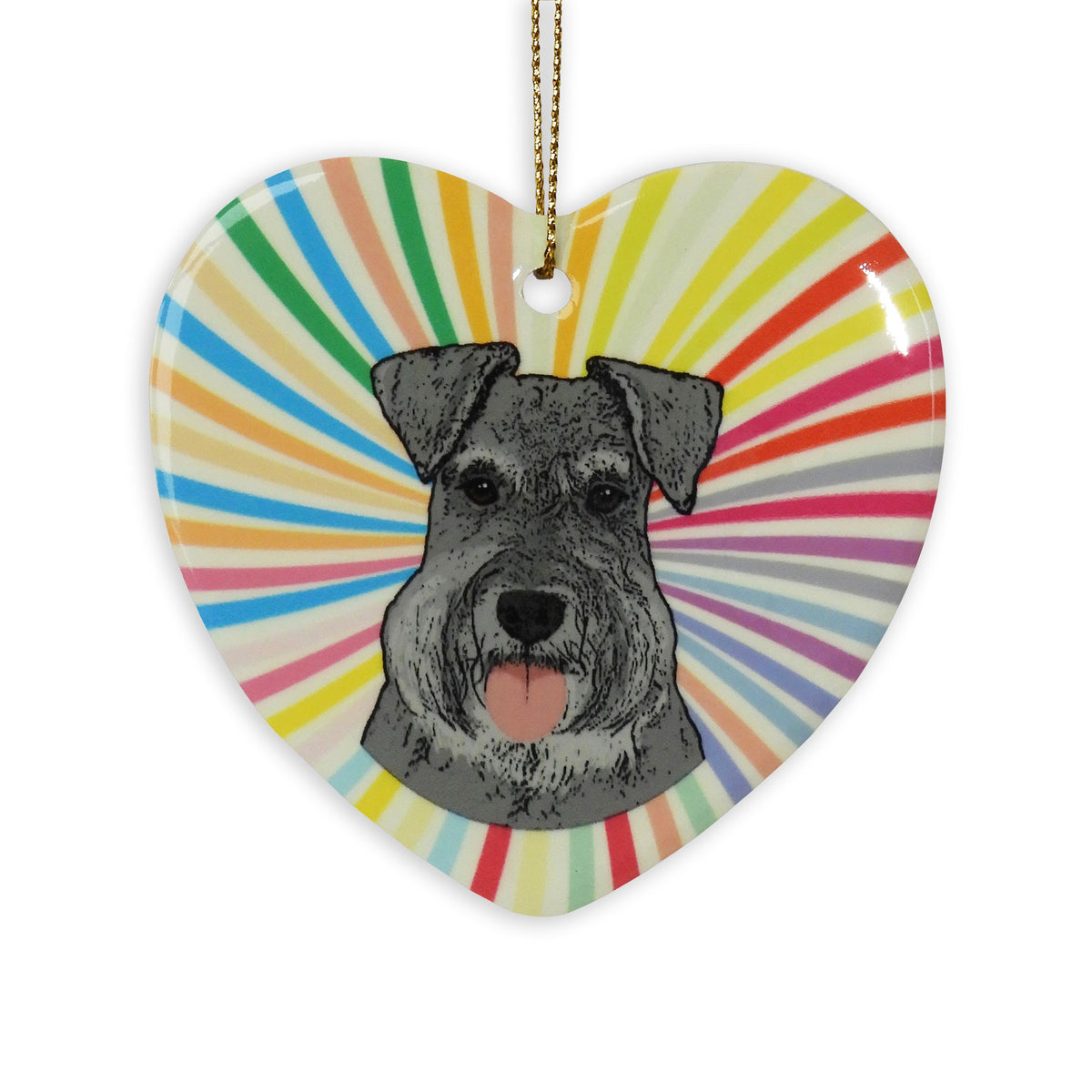 Schnauzer Ceramic Heart Ornament
