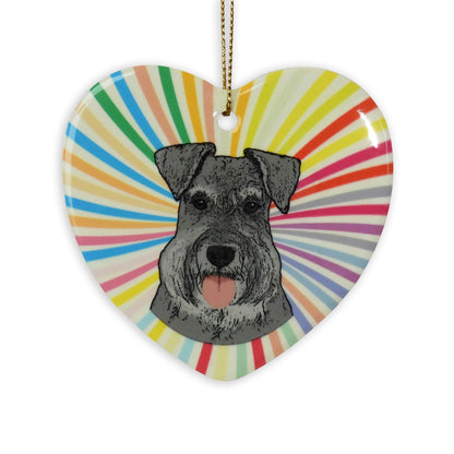 Schnauzer Ceramic Heart Ornament