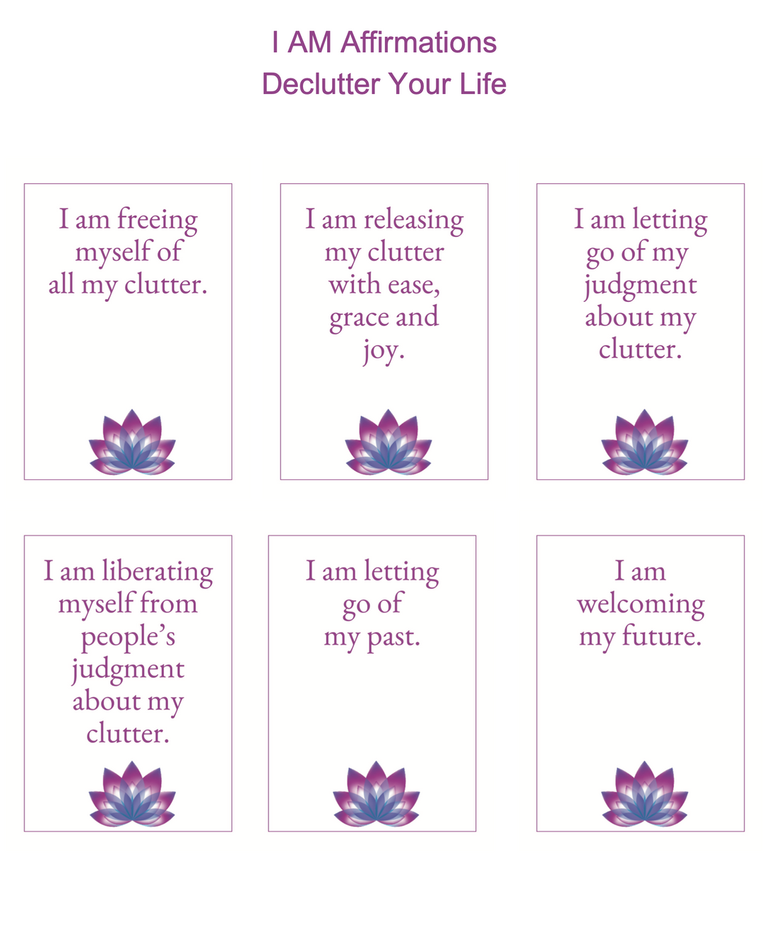 Printed Declutter Affirmations | Inspire a Clutter-Free Life