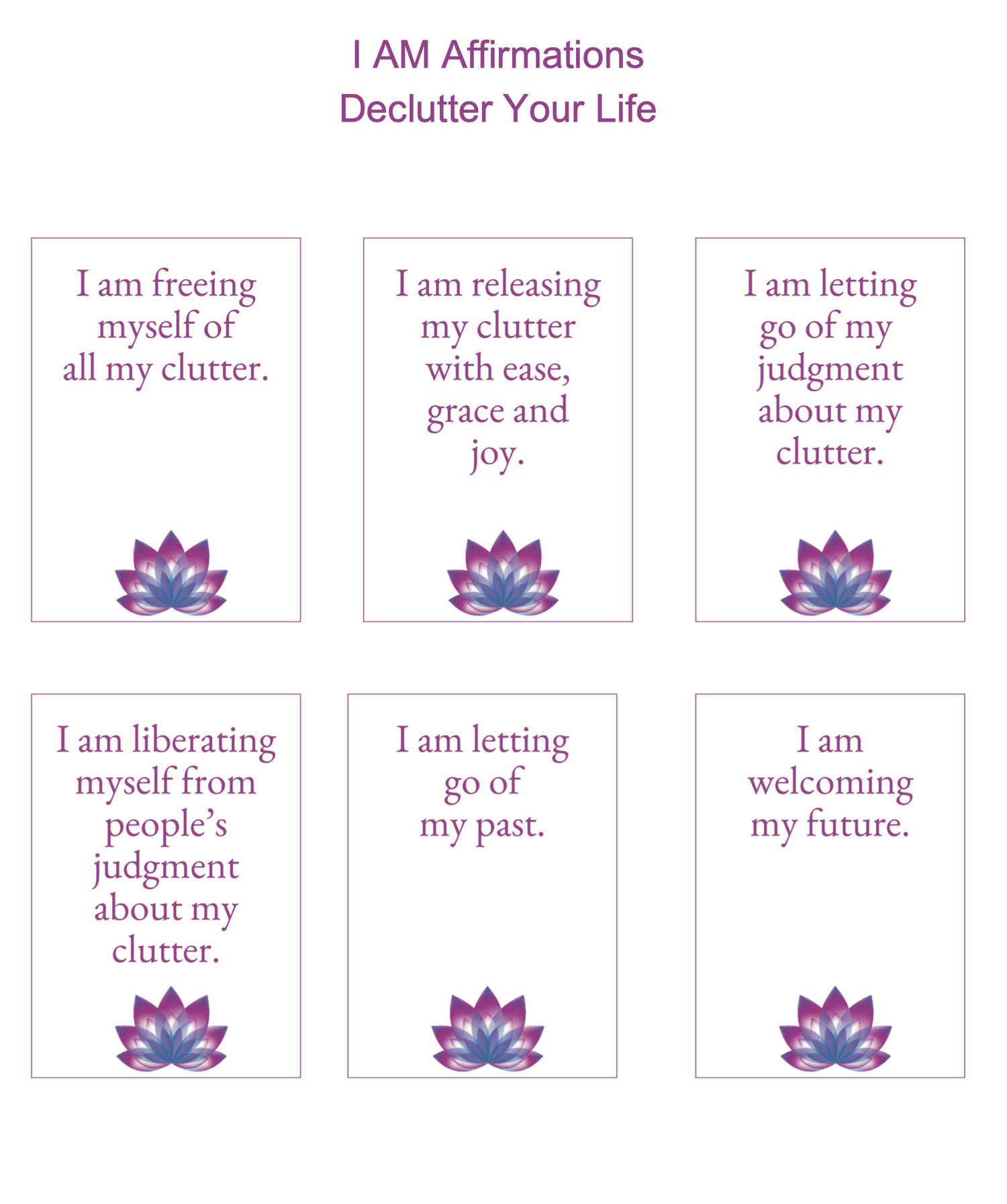 Printed Declutter Affirmations | Inspire a Clutter-Free Life
