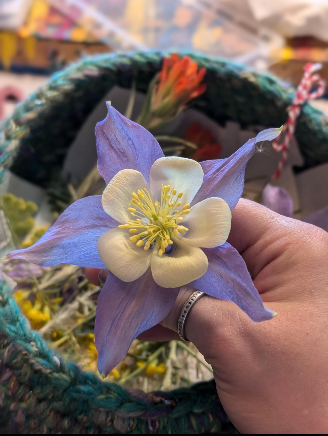Unique Handcrafted Large Medicine Woman Floral Necklace with Quartz and Colorado Wildflowers (Copy)
