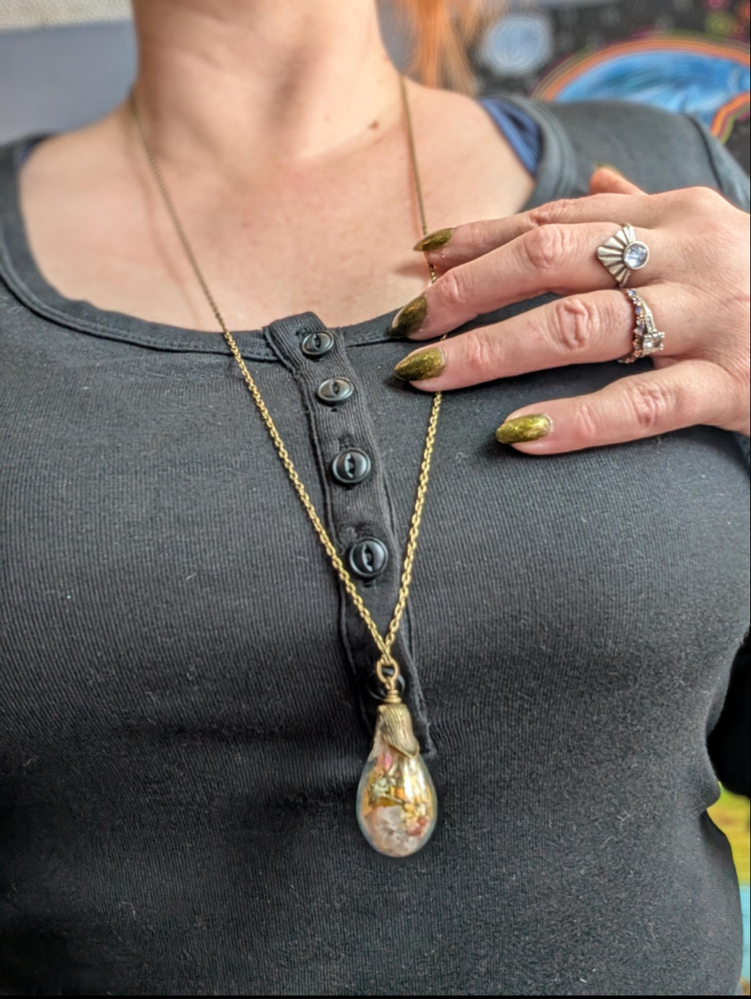 Wholesale Handcrafted Large Medicine Woman Floral Necklace with Quartz and Colorado Wildflowers, 5 minimum
