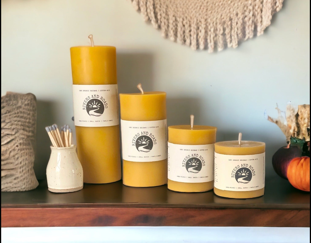 Beeswax Candle, 3"x3"