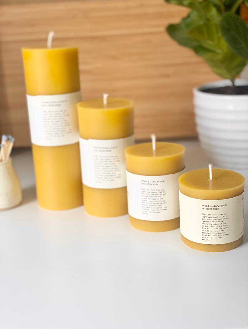 Beeswax Candle, 3"x3"