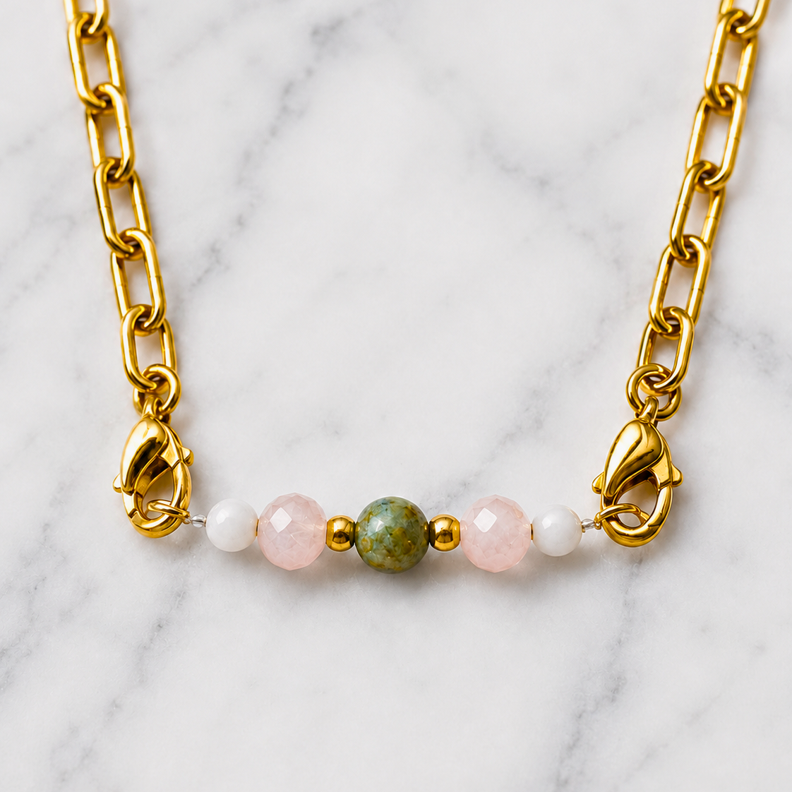 Self Love/Self Growth Interchangeable Ritual Bracelet | Handmade Rose Quartz &amp; Bloodstone Crystal Bracelet