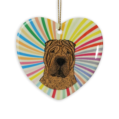 Sharpei Ceramic Heart Ornament